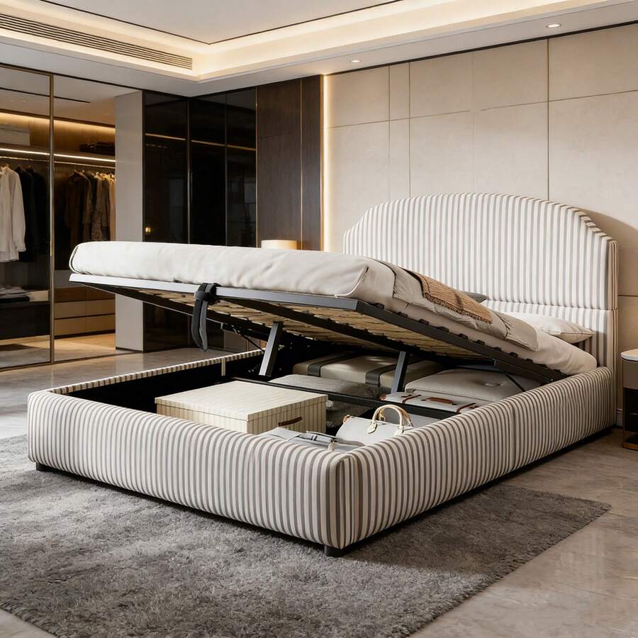 Bed Bases & Foundations - White+ Charcoal + Upholstered + 140cm*200cm - View 1