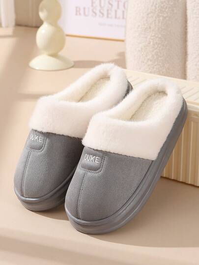 أحذية منزلية شتوية/خريفية فاخرة، من الإيفا بتصميم جديد وكلاسيكي، مبطنة بالفرو الدافئ، سميكة القاع، مضادة للانزلاق للنساء