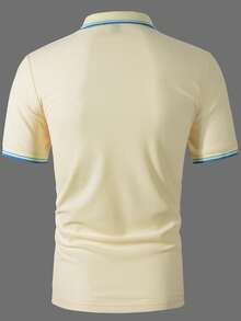 1件男士休闲黄色印花短袖Polo衫 - 黃色 - 查看 4