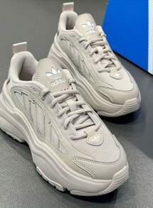 Adidas Originals OZGAIA 经典复古网眼低帮休闲厚底运动鞋，女款 - 杏灰色 - 查看 4