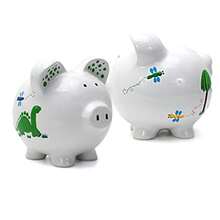 Hucha de Cerámica para Ahorro en Forma de Casa Temática de Acampada Regalo Decorativo para Niños y Adultos-B029 - Dinosaurio - Ver 4