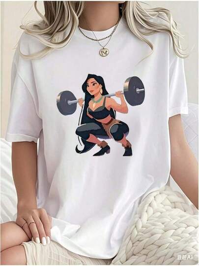 Una pieza, vestidos de verano para mujeres, noche de cita, elegantes vestidos para mujeres, vestidos casuales y elegantes para mujeres, camiseta de fitness Pocahontas 180G negra y blanca, diseño de levantamiento de pesas, impresión de alta calidad, cuello redondo, corte básico y suelto, para hombres y mujeres, transpirable, versátil, lavable en máquina, cómodo, tallas S a 3XL, diario, casual, deportivo, esencial en verano.