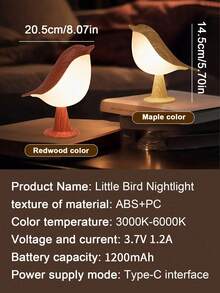 Luz nocturna en forma de urraca y pájaro, talla L, diseño creativo, adecuada para dormitorio, habitación, escritorio, sala de estar, estudio, regalo, luz decorativa novedosa, decoración de mesita de noche, regulador táctil de 3 temperaturas de color, luz ambiental nocturna - Luz nocturna de pájaro - Ver 11