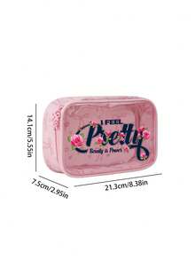 1个透明PU蝴蝶结造型化妆包，印有“我感觉很漂亮”和“美丽就是力量”字样。充满女性力量和自信风格，是一款时尚的化妆品收纳包。 - 彩色 - 查看 7