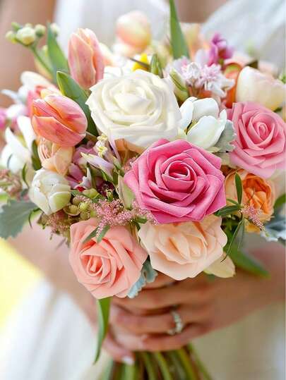 5/10 Stücke/25/30/50 Stücke künstliche falsche Rose mit flexiblem Stiel, echte Berührung, weicher Schaumstoff Rose, geeignet für Geburtstag, Muttertag, Valentinstag Geschenk, Hochzeitsstrauß, Heim-Dekoration, Tischdekoration, DIY Blumenkunst, Zentral-Dekoration Farbverlauf Serie (ohne Box, OPP Beutel)