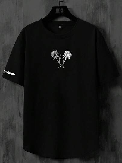 Mens Tshirts Shirts Manfinity Homme Men T-Shirts Fit Crew Neck Short Sleeve Graphic Tee Floral Casual Summer Polyester Men's Pure Cotton T-Shirt Effortless Styling, Showcase Your Unique Style Men's Fashion Print Casual T-Shirt Casual Summer T-Shirt, Comfortable Outdoor Casual Wear