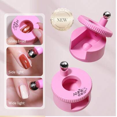 annies 粉色旋转美甲磁铁，带自动玻璃珠吸盘，猫眼追踪器，适合初学者，超强磁性，多功能广角猫眼磁铁