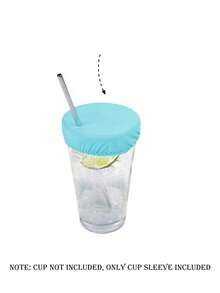 可重复使用的涤纶饮料套,带吸管孔,保护派对饮品,弹性鸡尾酒杯套,无需用电 - 彩色 - 查看 14