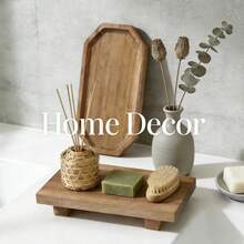 1件装木质浴室托盘，浴室收纳整理架，淋浴托盘，浴室装饰，皂液器架，多功能梳妆托盘，卧室香薰及首饰展示托盘，理想的乔迁、斋月、生日礼物，也可作餐盘使用 - C-木色 - 查看 2