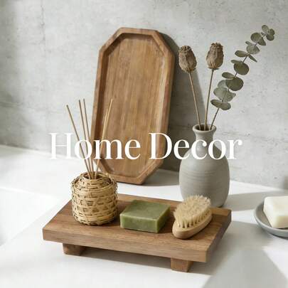 1pc Wooden Bathroom Tray, Bathroom Storage & Organization Rack, Shower Tray, Bathroom Decor, Soap Dispenser Holder, Multi-Purpose Vanity Tray, Bedroom Diffuser & Jewelry Display Tray, Ideal Housewarming, Ramadan, Birthday Gift, Also Usable As Food Tray