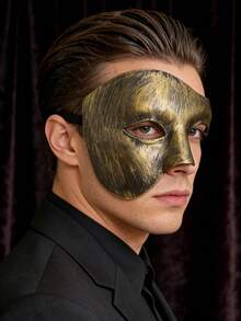 多色半脸面具 | 复古色调万圣节派对道具角色扮演表演面具（男士款） - 彩色 - 查看 7