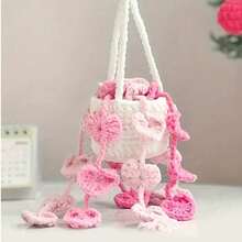 1件手工钩编多肉植物悬挂式花盆汽车后视镜挂饰，创意吊坠 - A - 查看 8