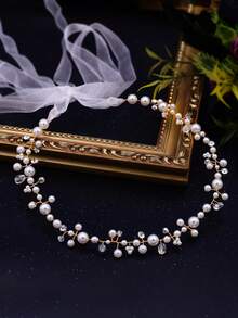 1pc Rhinestone Silver Bridal Headpiece, Suitable For Bride, Wedding, Banquet, Party - Gold - View 4