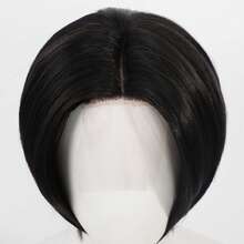 Black Wig, 12 Inch Synthetic Lace Front Wigs, Ready To Wear Pre-Toned Straight Hair Wig Midle Part Blonde Wigs Beginner Friendly Suitable For Daily Party Wear Synthetic Heat-Resistant Long Straight Wig - Multicolor - View 3