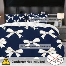 2/3件套数码蝴蝶结印花被套组（1个被套，1/2个枕套，不含被芯和枕芯），亲肤柔软舒适，适用于酒店、客房、宿舍、卧室、床上用品，四季皆宜。 - 彩色 - 查看 2