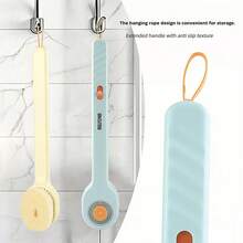 1个可填充沐浴刷，推拉式液体分配器，软毛长柄沐浴刷，去角质磨砂背部刷，用于身体清洁 - 多色 - 查看 8