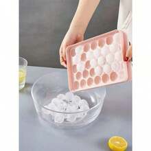 Random Size Ice Cube Tray With Lid (Small/Medium/Large), Refrigerator Ice Cube Mold,  Round Ice Ball Maker Mold, Fits Tea, Coffee Back To School - Pink - View 5