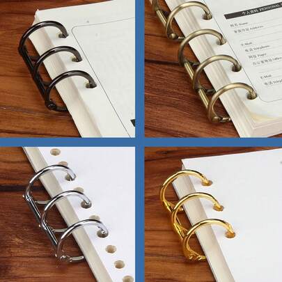 1 chiếc vòng kẹp giấy kim loại, kẹp 3 vòng dùng cho lịch, sổ kế hoạch, sổ tay - Bền, nhiều lỗ, dễ mở/đóng, nhiều màu sắc