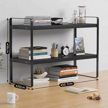 Metal Office Desk With Storage Shelves - Compact Multi-Tier Shelving Ideal For Office Supplies, Books, And Decorative Items - Rectangular Design With Minimalist Aesthetic - 洞洞板置物架雙層 白色 - 查看 5