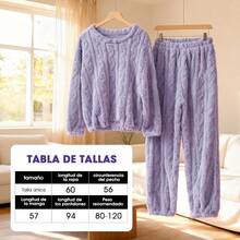 Conjunto de pijama de franela, ropa de dormir suave y afelpada, pijamas de manga larga gruesos, elásticos y antiestáticos para mantenerte caliente en invierno - Albaricoque - Ver 7