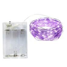 2m 20 LEDs, 3m 30 LEDs, 4m 40 LEDs, 5m 50 LEDs AA Battery Powered Fairy Lights, Suitable For Wedding, Holiday, Bedroom, Party, Ambiance, Bedside, Room, Decorative Lighting - Purple - View 4