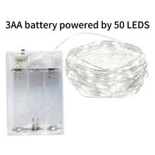 Lampu Hias Bertenaga Baterai AA, Ukuran 2m (20 LED), 3m (30 LED), 4m (40 LED), 5m (50 LED), Cocok untuk Pernikahan, Liburan, Kamar Tidur, Pesta, Suasana, Samping Tempat Tidur, Ruangan, Pencahayaan Dekoratif - Putih - View 10