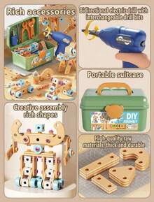 Juego de herramientas de construccion DIY para niños 126 piezas - Azul - Ver 5