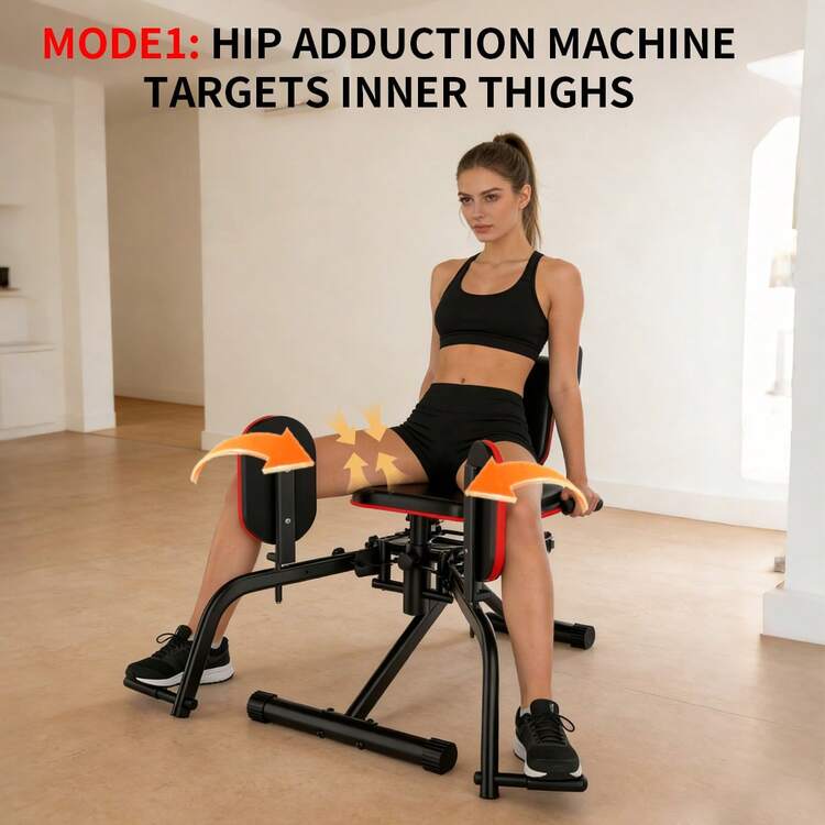 Máquina abductora/adductora de cadera para gimnasio en casa, entrenador de cadera, equipo de ejercicio ajustable para glúteos, equipo de ejercicio para la parte interna del muslo, máquina de entrenamiento para levantamiento de glúteos para mujeres, personas sedentarias, oficinistas y recuperación posparto. - Negro - Añade 4