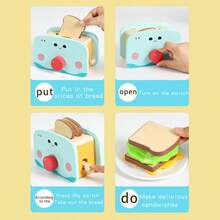 儿童木制过家家厨房玩具套装，含咖啡机、榨汁机、搅拌机、面包机等——激发想象力 - 彩色 - 查看 4