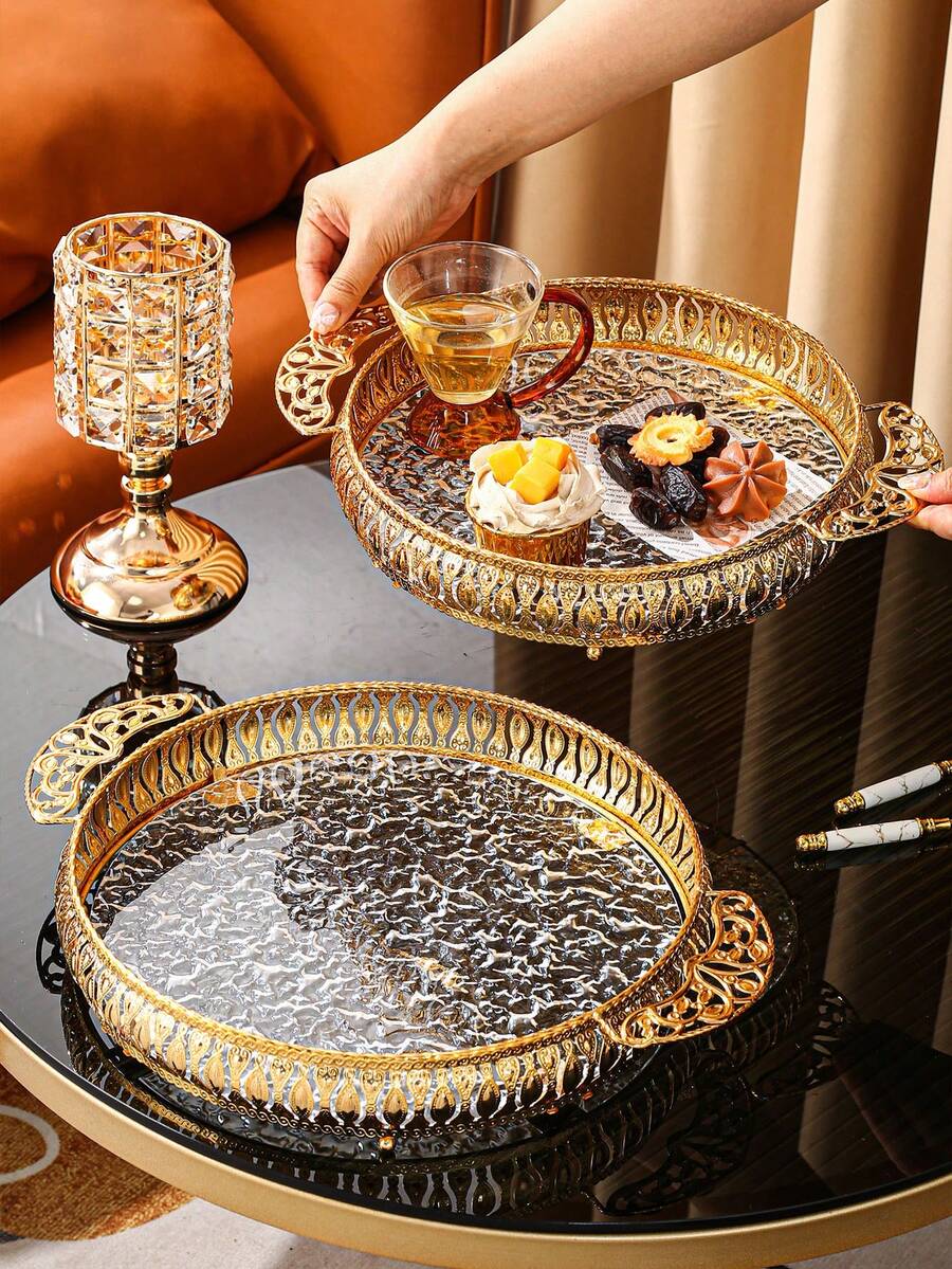 1pc Acrylic Multi-Purpose Serving Tray, Suitable For Kitchen, Dining Room, Living Room, Tea Sets, Glassware, Candies, Cookies, Bread, Weddings, Parties, Gifts, Birthdays, Yard - Multicolor - View 1