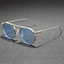 1 par de gafas de moda con doble puente y montura redonda, adecuadas para la playa, fiestas y combinar con atuendos, unisex - Multicolor - Ver 8