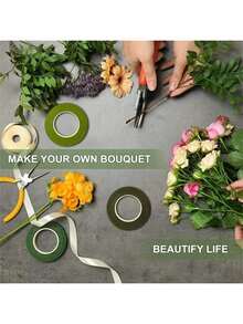 5pcs 12MM X 20YD Green Self-Adhesive Floral Tape, Bouquet Wrapping Tape For Artificial Flowers Plants Stems, DIY Craft Decor - Multicolor - View 2