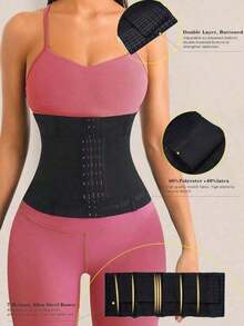 1pc Wrap Waist Trainer Double Belt Body Shaper Corset Shapewear Slimming Sheath Woman Flat Tightens Belly Sheath Waist Trainer Body Shaper RVPV - màu đen - Xem 3