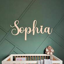 1pc Personalized Wooden Name Plate, Customized Room Decor, Horizontal, No Feather, Personalized Design, Indoor/Outdoor/Garden/Yard/Company Party Waterproof Wooden Name Tag, Wedding Gift, Bridal Shower Sign, Party Decoration, Traditional Style, Wall Mounted - Multicolor - View 3