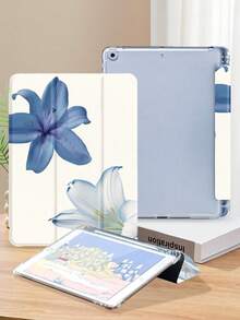 Blue And White Lily Pattern Tablet Case, Compatible With IPad 9.7/10.2/10.5/10.9/12.9/Pro 11, 10th Generation, Compatible With Samsung Galaxy Tab S6 Lite 10.4-Inch, Compatible With Kindle Paperwhite 12th Gen 2024, Kindle (11th Generation) 2022 Version, Soft And Drop Resistant, Intelligent Standing/Automatic Wake-Up/Sleep - Nhiều màu - Xem 3