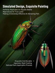 KINGDOM 1PC 高噪音甲虫路亚饵 55mm 10.5g 浮水型钓饵，超远投，仿生鱼饵，仿真设计，精美涂装 - 彩色 - 查看 4