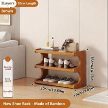 Senmeo 4/5/6-Tier Natural Wood Color Wooden Shoe Rack - Multi-Layer Freestanding Shoe Storage Organizer With Wood Grain Finish, Stackable Shoe Shelves For Entryway, Closet, Hallway, Mudroom, And Front Door, Space-Saving Narrow Shoe Organizer Fits 15-24 Pairs Of Shoes, Easy Assembly Home Storage Supplies For Renters​ - 5 lớp 70 màu nâu - Xem 5