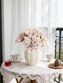 5/12支香槟色仿真大丽花带茎人造花，丝绸仿真花，适用于家居装饰、春季餐桌摆饰、户外花园装饰、派对、礼品、新娘手腕花、情人节和母亲节装饰 - 紫咖色 - 查看 7