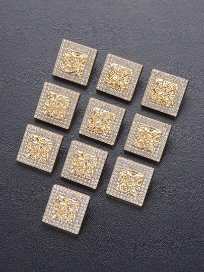 5 pièces Boutons décoratifs de style carré avec bordure dorée haut de gamme, convenant pour les manteaux, les pulls, les uniformes, les costumes, les vestes, etc. Décoration élégante classique, boutons cousus à la main, à utiliser pour les chaussures, les chapeaux, les sacs, les boîtes à bijoux et plus encore.