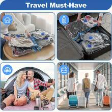 10 Peças Sacos de Compressão a Vácuo, Ideal para Viagens e Camping! Sacos de Compressão a Vácuo + Bomba de Ar Manual, Sacos de Vedação a Vácuo para Roupas, Bagagem, Bolsas, Mochilas, Sacos de Viagem de Negócios e Férias Economizadores de Espaço, Presente de Natal, Organização de Armazenamento, Essenciais de Viagem - Multicolorido - Visão 5
