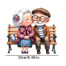 1pc/2pcs/3pcs Durable Long-Lasting Heat Transfer Stickers Of Kissing Elderly Couple, For DIY On T-Shirts, Sweatshirts, Jeans, Hoodies, Backpacks, Jackets, Handbags, Pillows - L+S - View 4