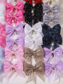 8pcs/Set Girls Multicolor Pearl & Rhinestone Decor Hairclips, Mesh Bow, Side Bangs, Minimalist Fringe Clips, Sweet & Versatile Hair Accessories, Suitable For Daily Use & Back To School - Multicolor - View 6