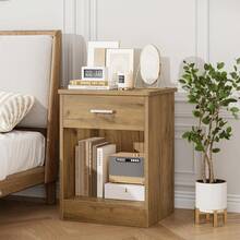 Nightstand, Set Of 2, 2-Tier Side Table With Drawer And Storage Shelf, Bedside Table End Table, Modern Night Stand For Bedroom, Home Office,Wooden Grain - Wooden Grain - View 5