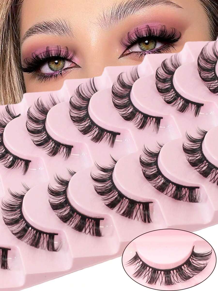 7 Pairs Of New DD Curled Russian Curled Fake Eyelashes With Large Curvature Curled Fake Eyelashes In Europe And America With Dense Fake Eyelashes - Fluffy Lashes - View 1