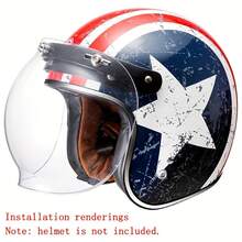 áscara de Marco Retro de Tres Partes con Lentes Esféricas, Compatible con Varios Modelos de Casco,  Vial, Equipo de Conducción Clásico, Sistema de Fijación , Escudo Esférico, para Aventureros - transparente - Ver 1