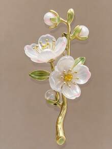 1Pcs Vintage Style Green Jasmine Flower Brooch With Pearl Accents Plant Botanical Floral Pin For Women Anti Slip Safety Clasp For Suits Blazers Dresses Shawls Elegant Pearl Corsage Leaf Design Accessory For Daily Wear Office Wedding Party Formal Events Thanksgiving Christmas Mothers Day Gift For Her Mom Wife Daughter Friend - trắng - Xem 11