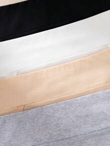 4条装高腰女士内裤，棉质柔软面料，黑/白/灰三色可选，女士三角裤，平角短裤，安全裤 - 彩色 - 查看 7