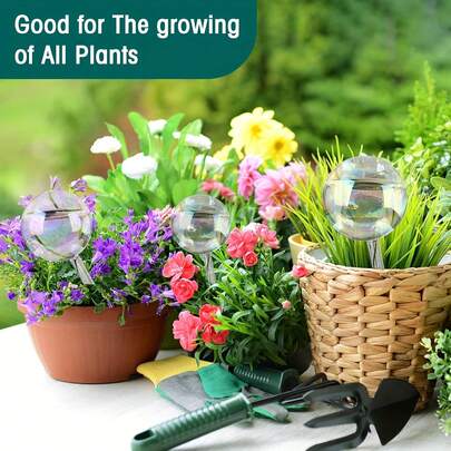 Set de 6 bulbos de riego redondos, regadores de filtración, bulbos de riego de vidrio, regadores de goteo caídos, dispositivo de riego automático para jardín, bulbos de riego de vidrio transparente con láser