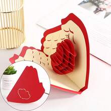 3D Puzzle Creative Ornament, Rose Paper Carving, Lovers Wedding Decor, Valentine's Day - Red - View 2