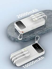 Portable Power Bank, 10000mAh/20000mAh High-Capacity Battery, Compact And Portable, Built-In 4-In-1 Cable Support, Ideal For Daily Commutes, Home Use, Travel, And More. - White - View 5